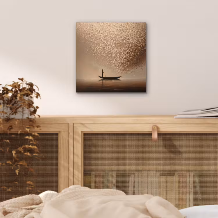 Bootje - Blaadjes - Goud - Water aluminium wit klein -sfeer3