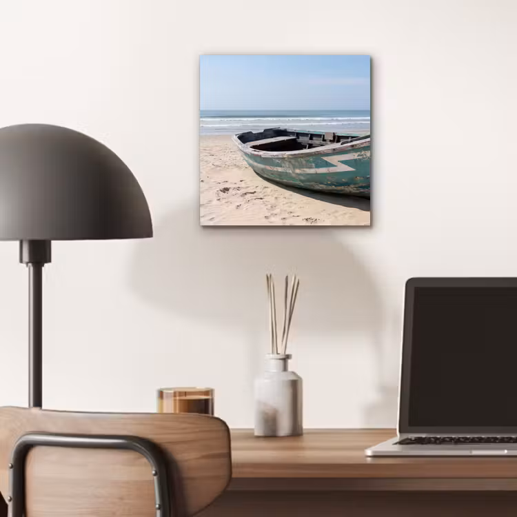 Boot - Zandstrand - Zee aluminium wit klein -sfeer5