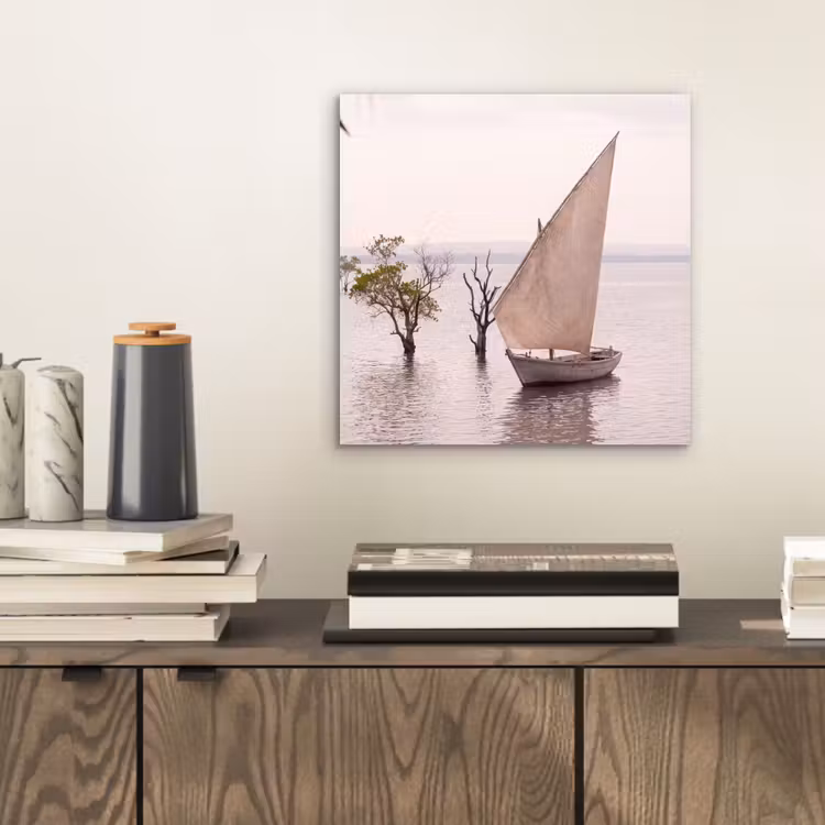 Boot - Zeil - Water - Tropisch - Natuur aluminium wit klein -sfeer1