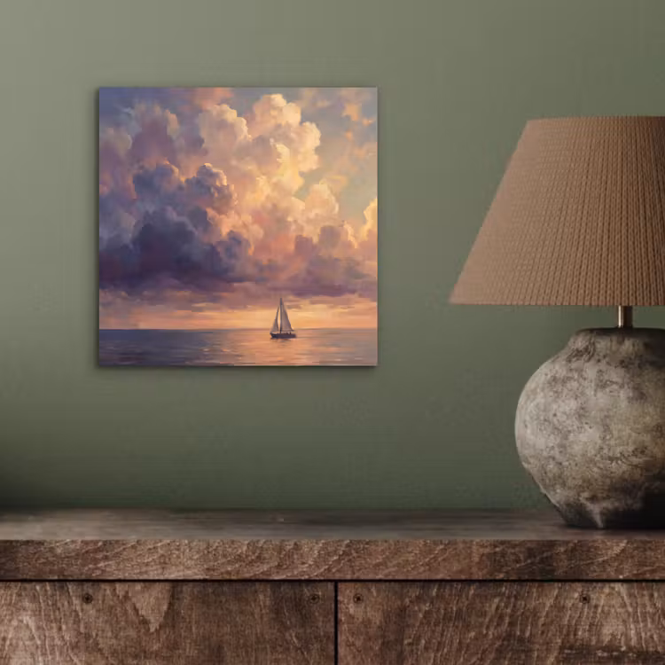Boot - Zonsondergang - Zee - Natuur - Goud aluminium wit klein -sfeer2