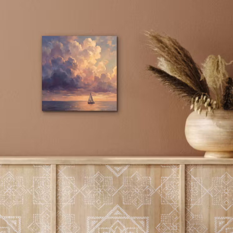 Boot - Zonsondergang - Zee - Natuur - Goud aluminium wit klein -sfeer4