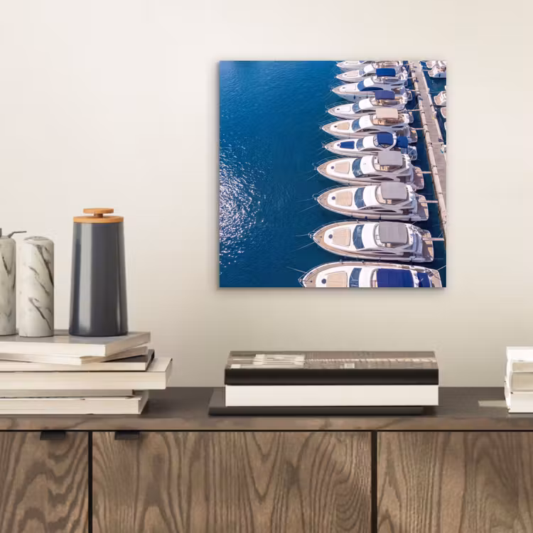 Boot - Jachthaven - Water - Zomer - Blauw aluminium wit klein -sfeer1