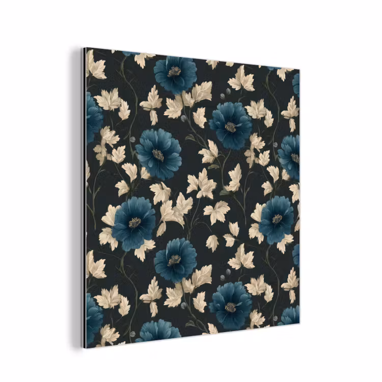 Botanisch - Bloemen - Blauw aluminium wit klein 46 -3d