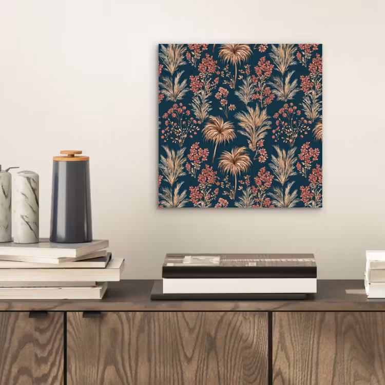 Botanisch - Patroon - Blauw aluminium wit klein 46 -sfeer1