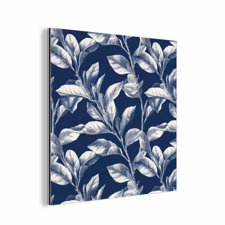 Botanisch - Patroon - Blauw aluminium wit klein 46 -3d