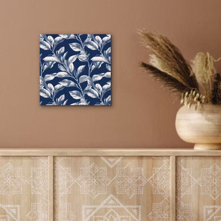 Botanisch - Patroon - Blauw aluminium wit klein 46 -sfeer4