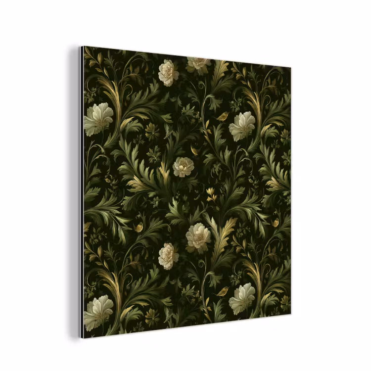 Botanisch - Naadloos - Bloemen aluminium wit klein 46 -3d