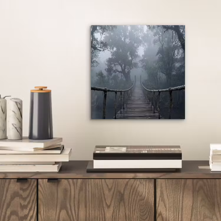 Brug - Jungle - Mist - Natuur aluminium wit klein -sfeer1