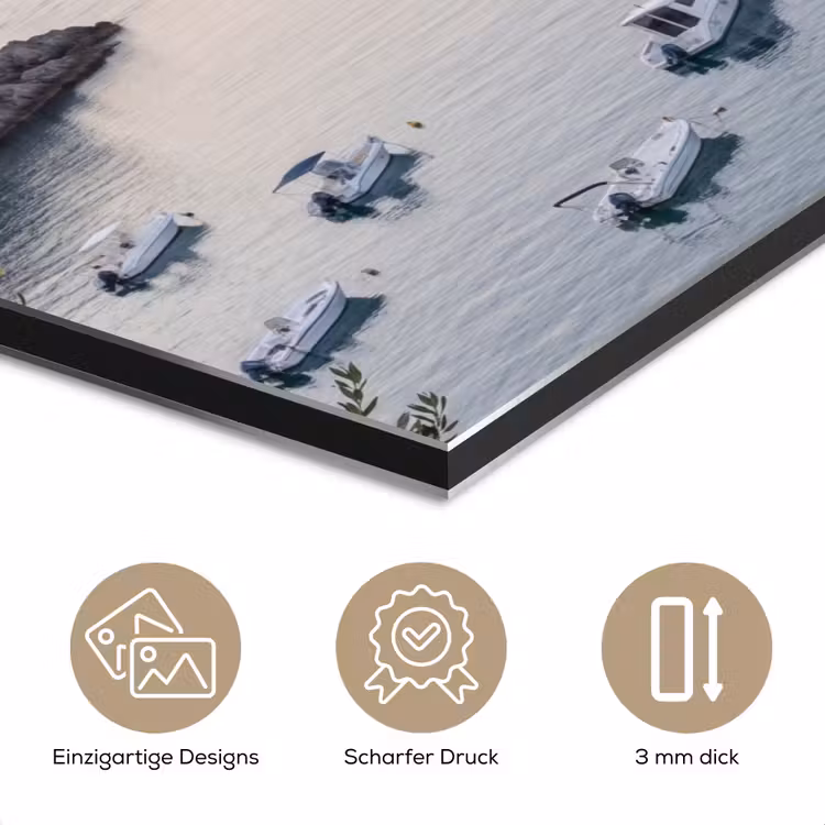 Alu-Dibond-Bild - Bucht – Boote – Sonnenuntergang - Baai - boten - zonsondergang aluminium wit klein