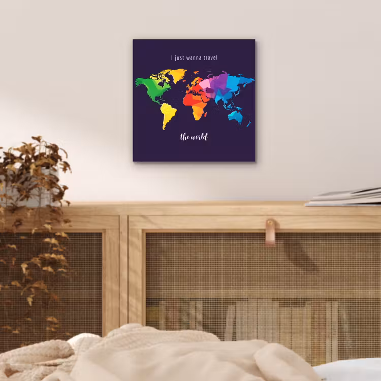 Kleurrijk - Wereldkaart - Travel - Quote aluminium wit klein -sfeer3