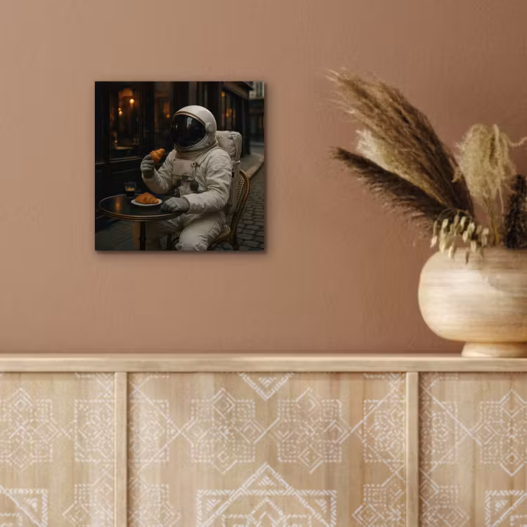 Café - Croissant - Koffie - Astronaut aluminium wit klein -sfeer4