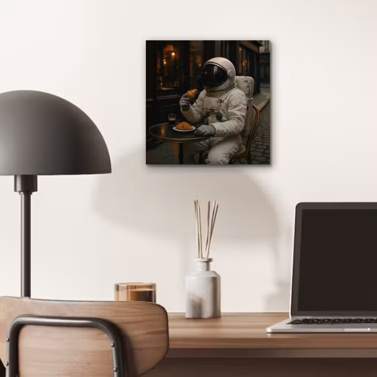Café - Croissant - Koffie - Astronaut aluminium wit klein -sfeer5