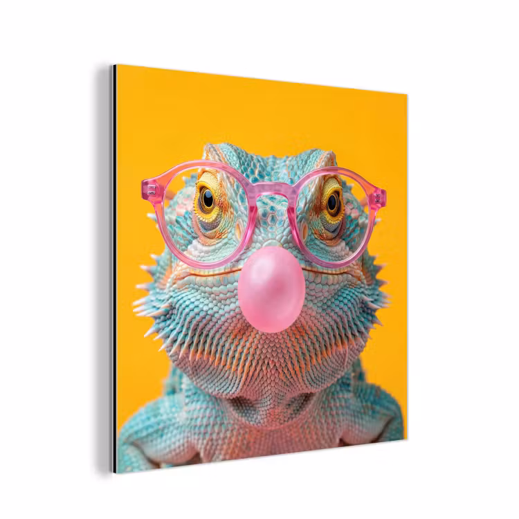 Kameleon - Kauwgom - Kleurrijk aluminium wit klein -3d