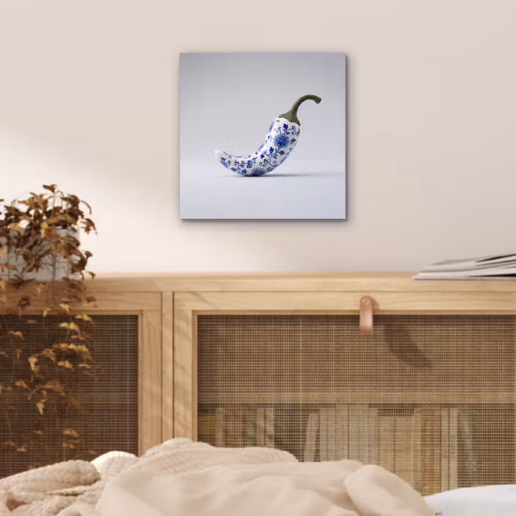 Chilipeper - Keramiek - Blauw aluminium wit klein -sfeer3