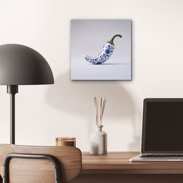 Chilipeper - Keramiek - Blauw aluminium wit klein -sfeer5