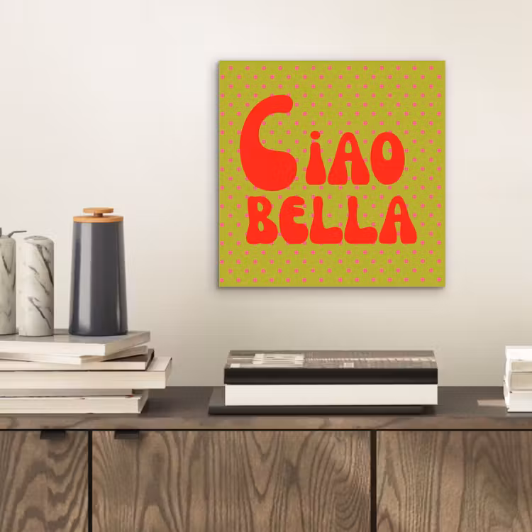 Ciao bella - Rood - Groen - Stippen aluminium wit klein -sfeer1