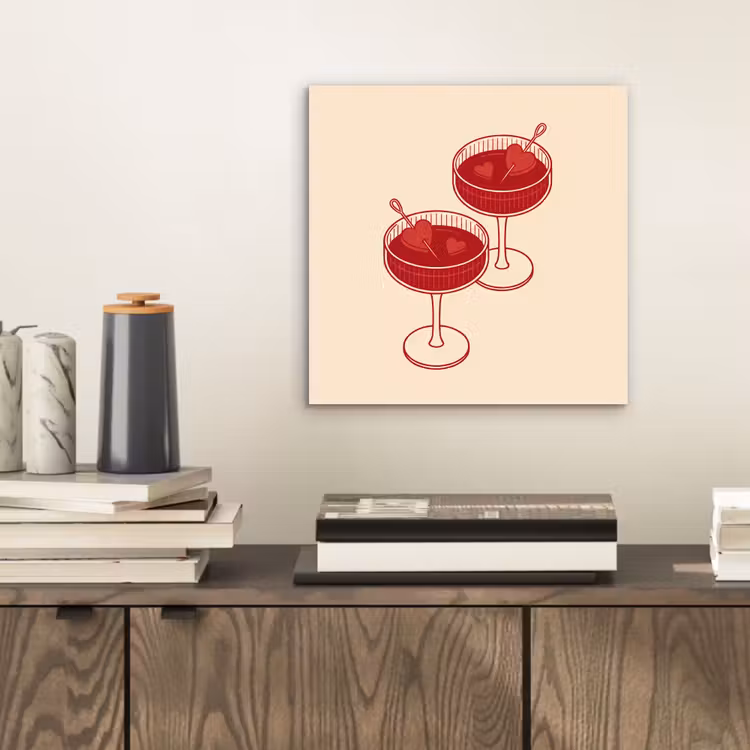 Cocktail - Hartjes - Liefde - Illustratie - Rood aluminium wit klein -sfeer1