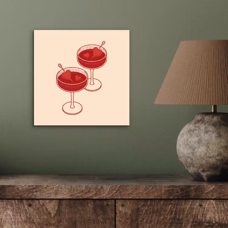 Cocktail - Hartjes - Liefde - Illustratie - Rood aluminium wit klein -sfeer2