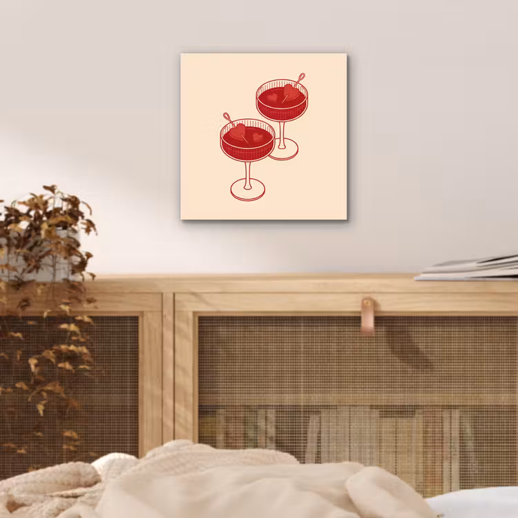 Cocktail - Hartjes - Liefde - Illustratie - Rood aluminium wit klein -sfeer3