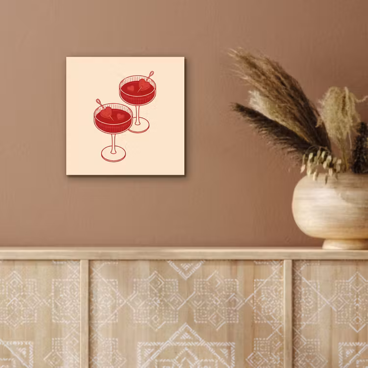 Cocktail - Hartjes - Liefde - Illustratie - Rood aluminium wit klein -sfeer4