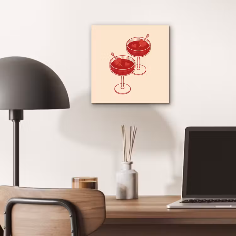 Cocktail - Hartjes - Liefde - Illustratie - Rood aluminium wit klein -sfeer5