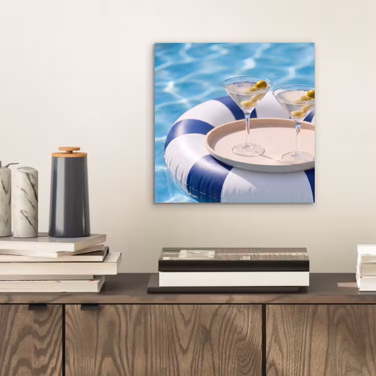 Cocktail - Zwembad - Zomer - Blauw aluminium wit klein -sfeer1