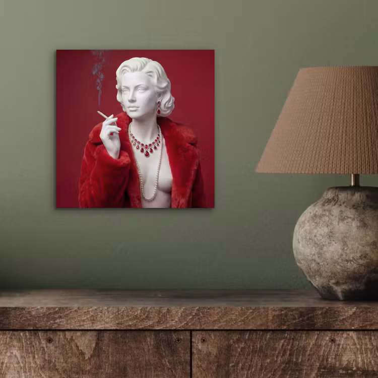 Vrouw - Bontjas - Mode - Klassiek - Rood aluminium wit klein -sfeer2