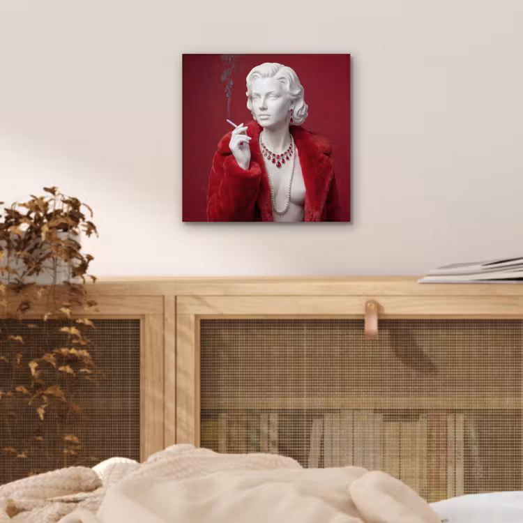 Vrouw - Bontjas - Mode - Klassiek - Rood aluminium wit klein -sfeer3