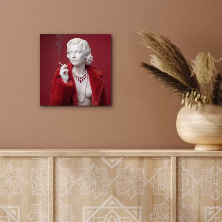 Vrouw - Bontjas - Mode - Klassiek - Rood aluminium wit klein -sfeer4