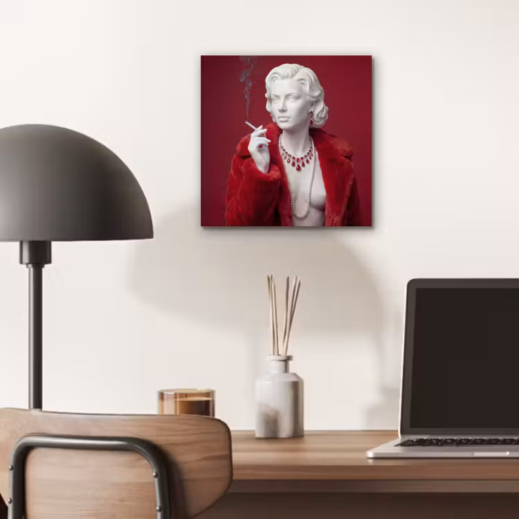 Vrouw - Bontjas - Mode - Klassiek - Rood aluminium wit klein -sfeer5