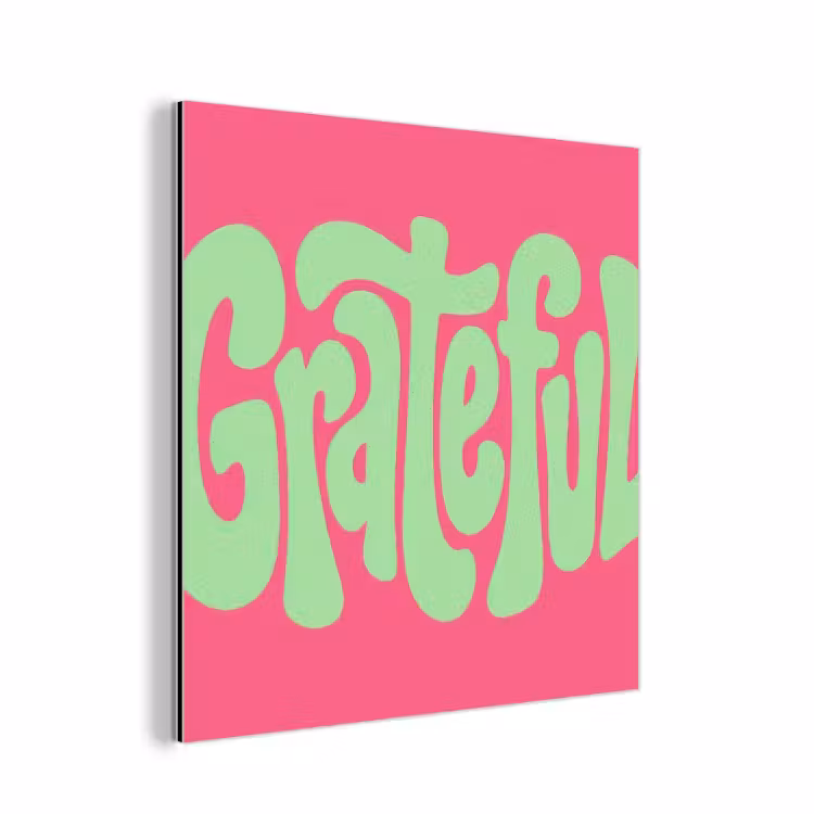 Grateful - Groen - Grafisch - Vloeiend aluminium wit klein -3d