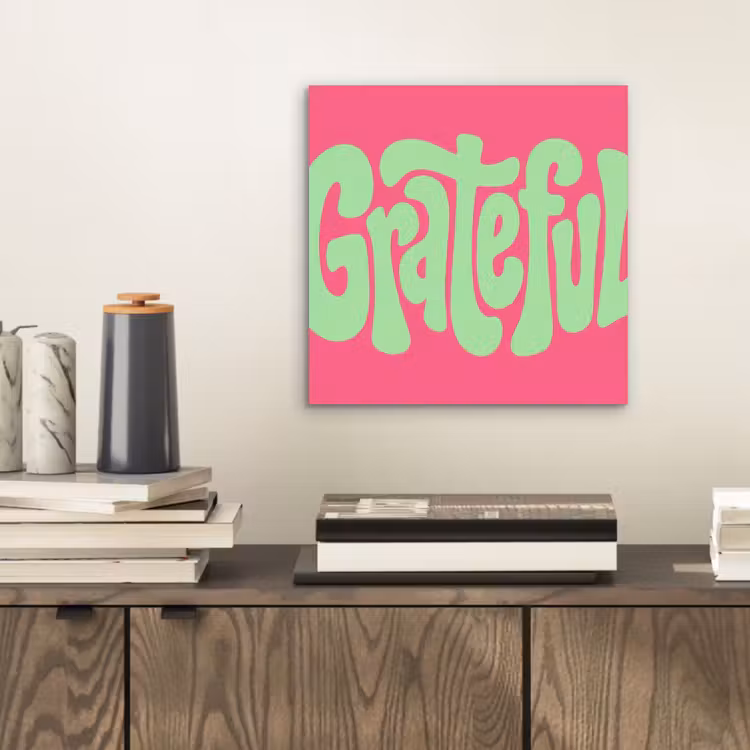 Grateful - Groen - Grafisch - Vloeiend aluminium wit klein -sfeer1