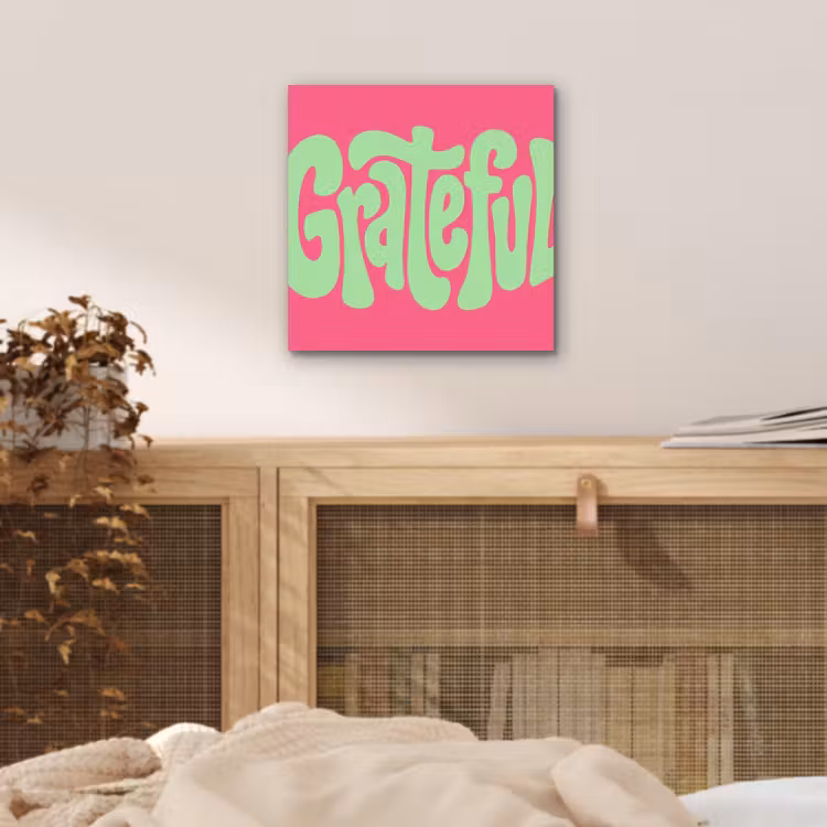 Grateful - Groen - Grafisch - Vloeiend aluminium wit klein -sfeer3