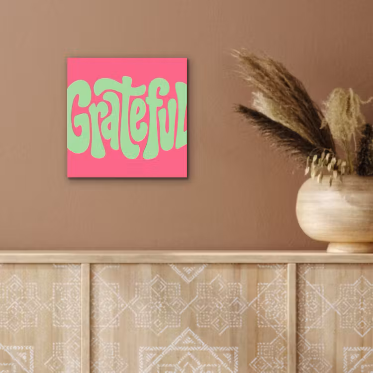 Grateful - Groen - Grafisch - Vloeiend aluminium wit klein -sfeer4