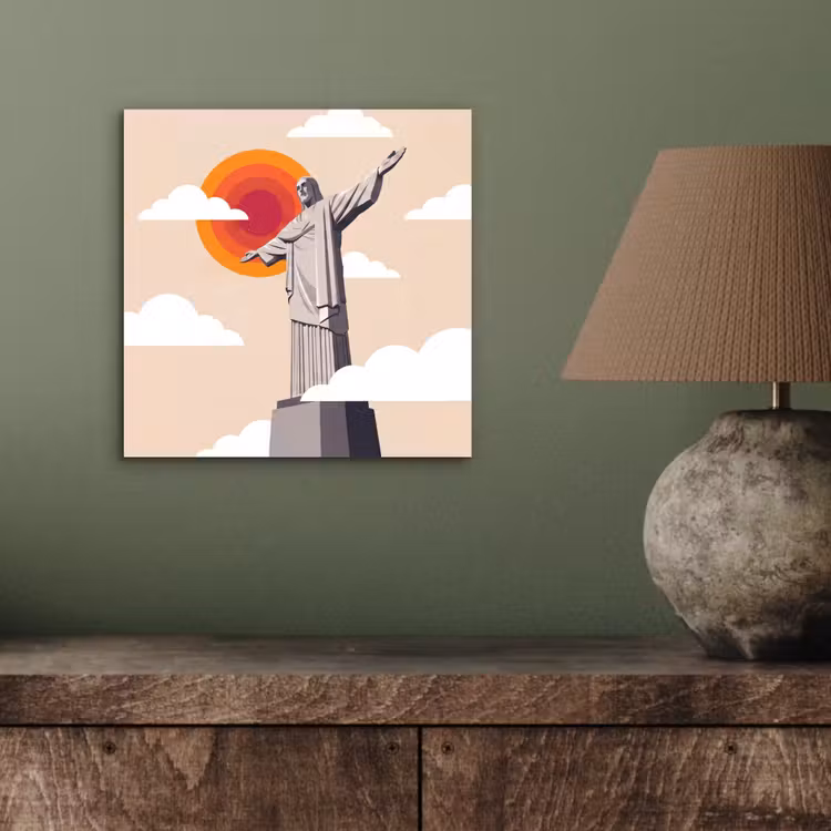 Monument - Stad - Zonsondergang - Minimalistisch - Oranje aluminium wit klein -sfeer2