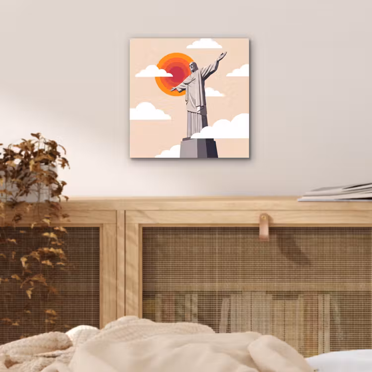 Monument - Stad - Zonsondergang - Minimalistisch - Oranje aluminium wit klein -sfeer3