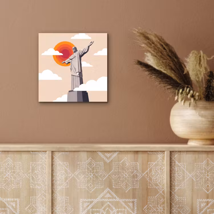 Monument - Stad - Zonsondergang - Minimalistisch - Oranje aluminium wit klein -sfeer4