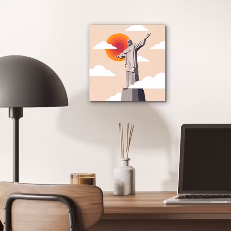 Monument - Stad - Zonsondergang - Minimalistisch - Oranje aluminium wit klein -sfeer5