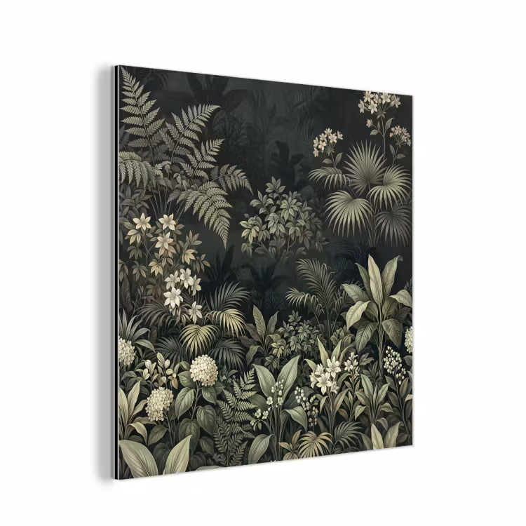 Jungle - Bladeren - Botanisch - Groen aluminium wit klein -3d