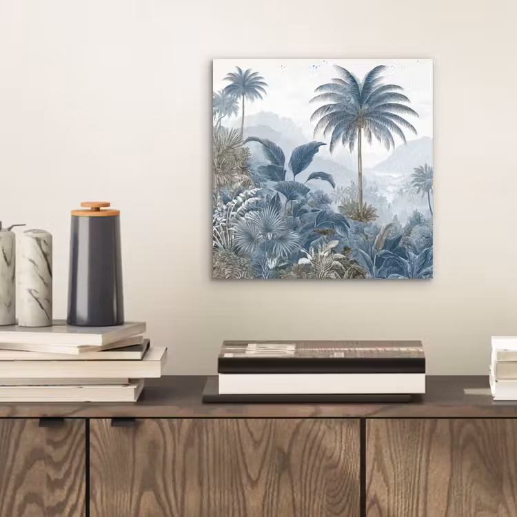 Jungle - Modern - Blauw - Groen aluminium wit klein -sfeer1