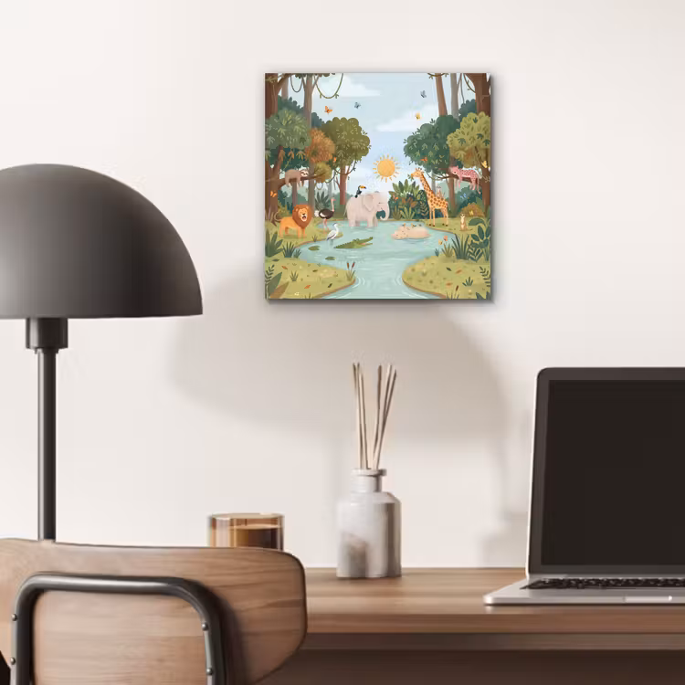 Jungle - Oase - Dieren - Kleurrijk aluminium wit klein -sfeer5
