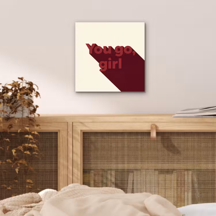 you go girl - 3D - Rood aluminium wit klein -sfeer3