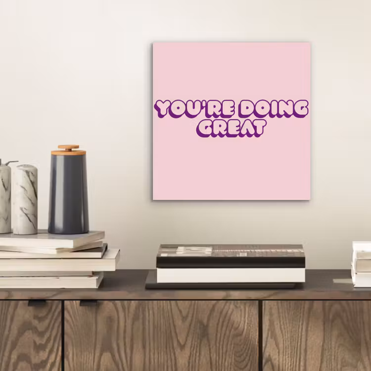 You're doing great - roze - 3D aluminium wit klein -sfeer1