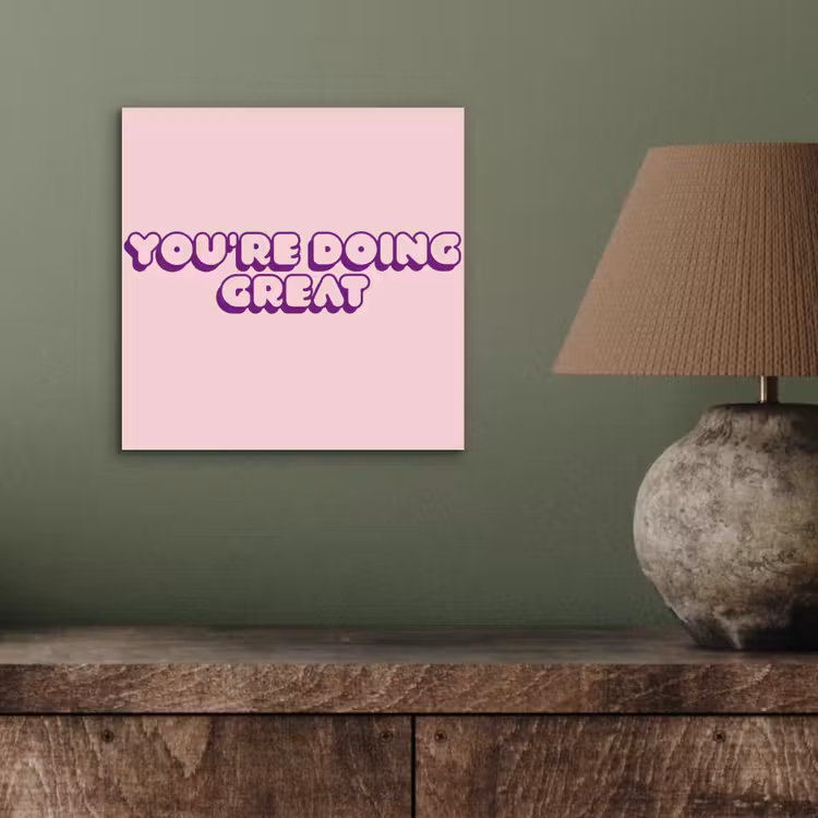 You're doing great - roze - 3D aluminium wit klein -sfeer2