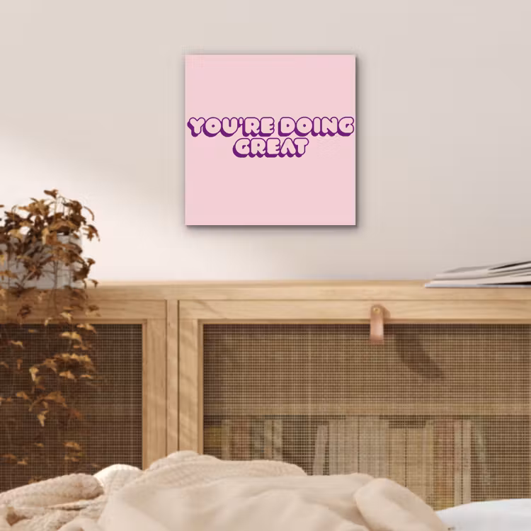 You're doing great - roze - 3D aluminium wit klein -sfeer3