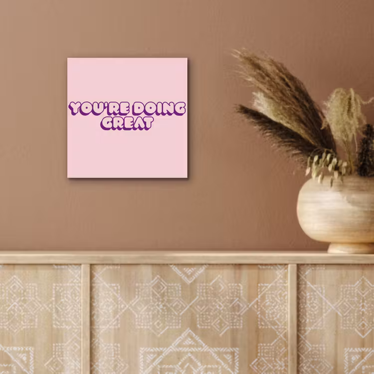 You're doing great - roze - 3D aluminium wit klein -sfeer4
