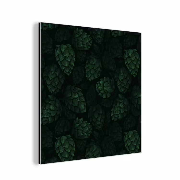 Donker - Groen - Hopbellen - Botanisch - Illustratie aluminium wit klein 46 -3d
