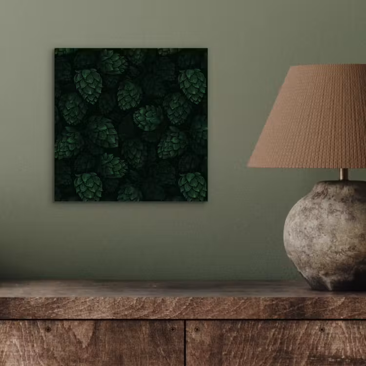 Donker - Groen - Hopbellen - Botanisch - Illustratie aluminium wit klein 46 -sfeer2
