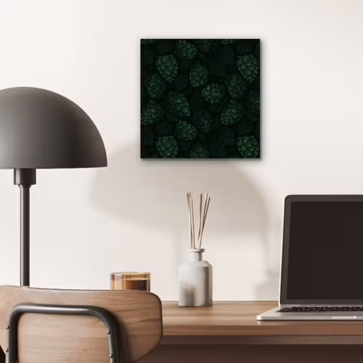 Donker - Groen - Hopbellen - Botanisch - Illustratie aluminium wit klein 46 -sfeer5