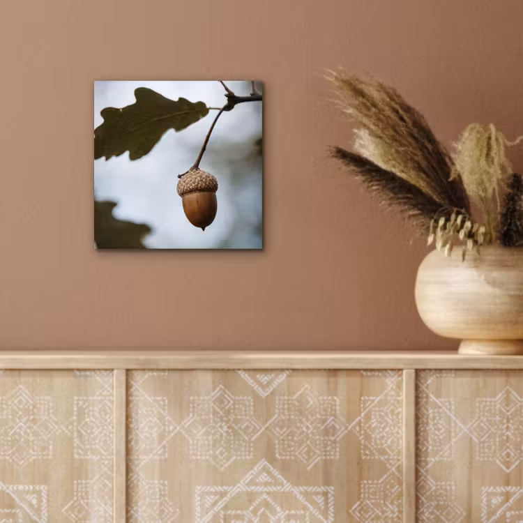 Eikel - Eikenblad - Bos - Herfst - Natuur aluminium wit klein -sfeer4